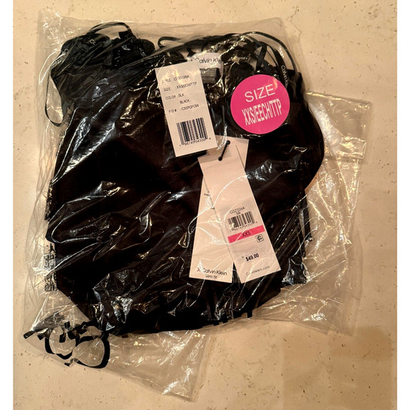 Calvin Klein Womens Slim Fit Camisole Black Satin Adjustable Tie Strap XXS NWT - Picture 4 of 8